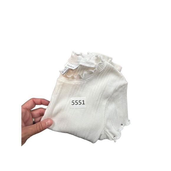 Topshop Women's Ribbed White Short Sleeve T-Shirt Size S - Picture 7 of 7